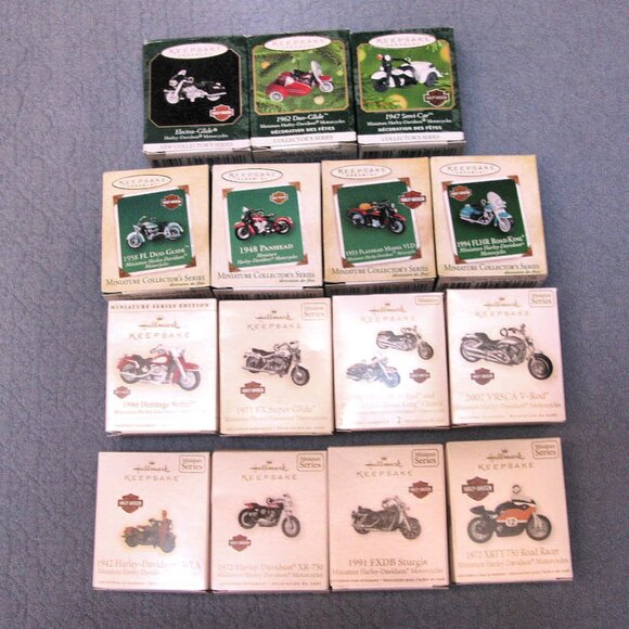H-D/HALLMARK MINI BIKE ORNAMENT COLLECTION 1999-2012 -15 BIKES - Picture 1 of 8